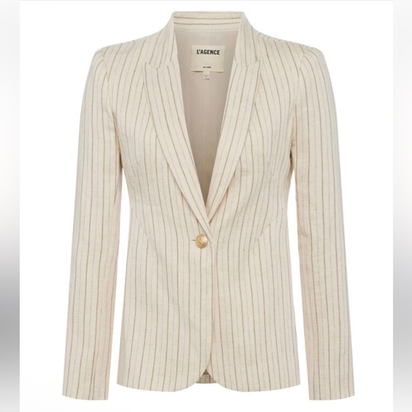 L'Agence Clementine Linen Pin-Striped Blazer - Picture 6 of 10